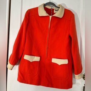 Vintage Neiman’s Hunters Orange Dress with Back Zipper. Winter Dress.